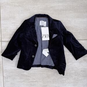 New Zara Baby Blazer Velvet Jacket Navy Size 18-24 Months
